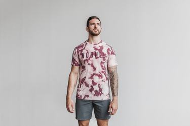 Nobull Tie-Dye Men's T Shirts Rose Dark Red | Australia (LA6901)